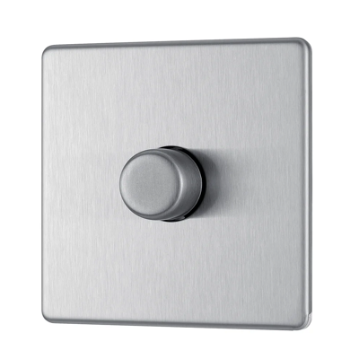 British General BG BRUSHED STAINLESS STEEL DIMMER SWITCH 2-WAY 400W FLAT PLATE
